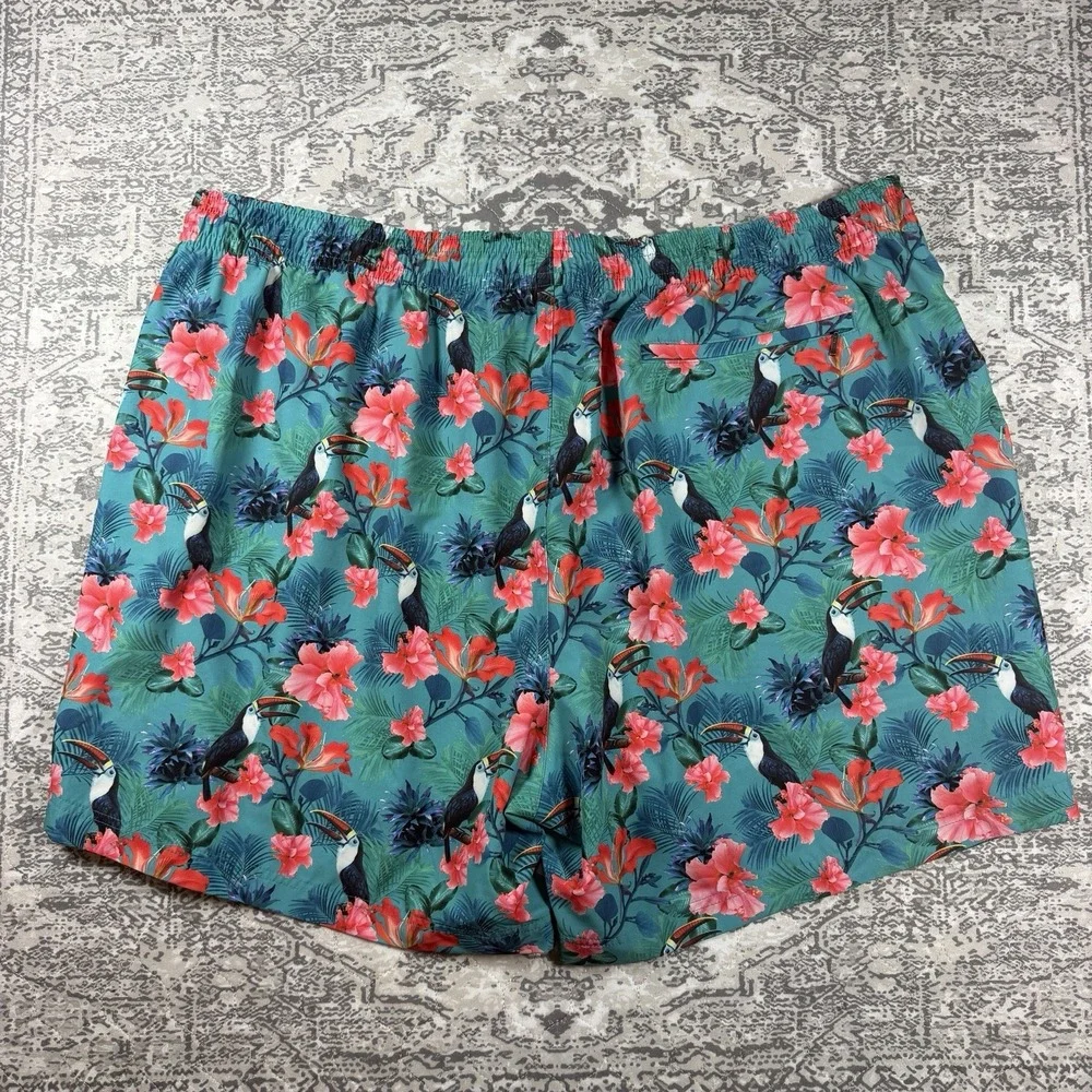 Caribbean Swimwear Men's sz 3XB Toucan Troical Print Swim Trunks Shorts